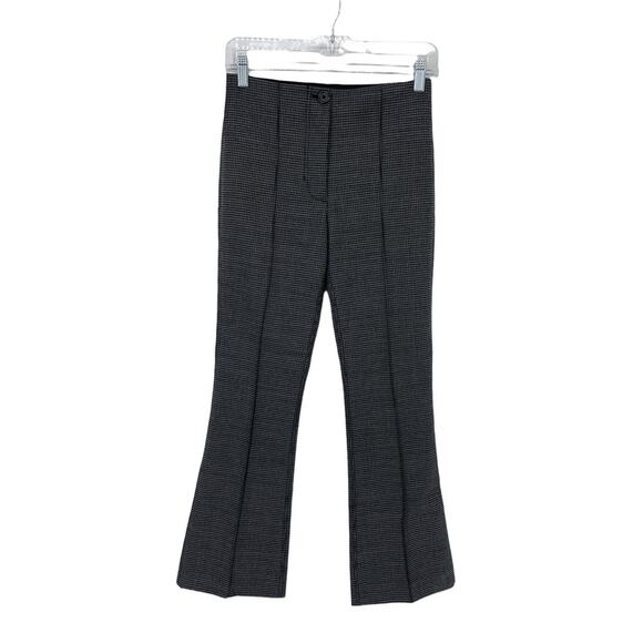 Helmut Lang Womens Size 0 Pants Crop Flare Melange Gray Houndstooth Wool Blend - Picture 2 of 7